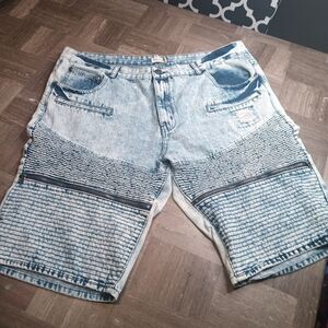 Blue Cult Denim Mens 46 Jean Shorts Distressed Acid Wash Zippers Heavy Hip‎ Hop